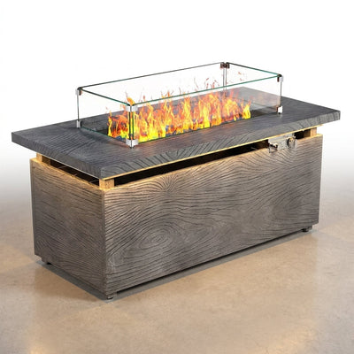 Propane Fire Pit Table Built for Year-Round Warmth, 50000 BTU Output, Electronic Ignition, Glass Windshield