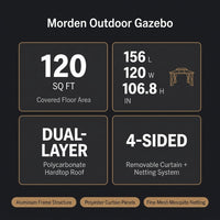 12'X10' Hardtop Gazebo, Aluminum Permanent Pavilion with Polycarbonate Double Roof, Removable Curtains & Mosquito Netting for Patio, Garden, Lawn, Upgrade Your Outdoors (Brown, 12'X10') — Results & Stats