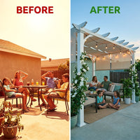 120"L X 120"W X 108"H Vinyl Malibu Canopy Pergola, White, VA42057 — Before & After