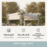 120"L X 120"W X 108"H Vinyl Malibu Canopy Pergola, White, VA42057 — Results & Stats