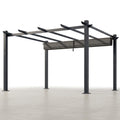 Aluminum Pergola Built for All-Weather Use, 16x12 Ft Coverage, Retractable Dark Gray Canopy, 192 Sq Ft