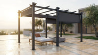 16 Ft. W X 12 Ft. D Aluminum Pergola Outdoor with Dark Gray Retractable Canopy — Lifestyle