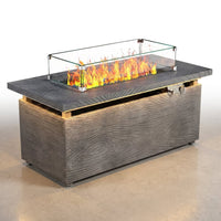 50000 BTU Rectangular Fire Pit Table with Golden Led Light Metal Table Top Outdoor Propane Fire Pit Table — Studio Shot