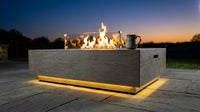 50000 BTU Rectangular Fire Pit Table with Golden Led Light Metal Table Top Outdoor Propane Fire Pit Table — Lifestyle