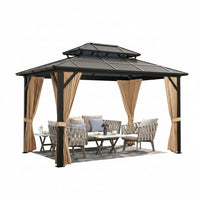 Hardtop Gazebo Built for Year-Round Use, 12x10 Aluminum Frame, Polycarbonate Roof, Removable Curtains