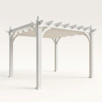 Vinyl Pergola Built for Year-Round Outdoor Use, 10x10 Size, Weather-Resistant, Adjustable Canvas Canopy — Studio Shot