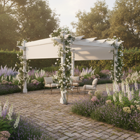 Vinyl Pergola Built for Year-Round Outdoor Use, 10x10 Size, Weather-Resistant, Adjustable Canvas Canopy