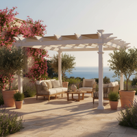 Vinyl Pergola Built for Year-Round Outdoor Use, 10x10 Size, Weather-Resistant, Adjustable Canvas Canopy